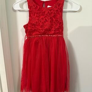 Elegant Red Lace Kids Dress